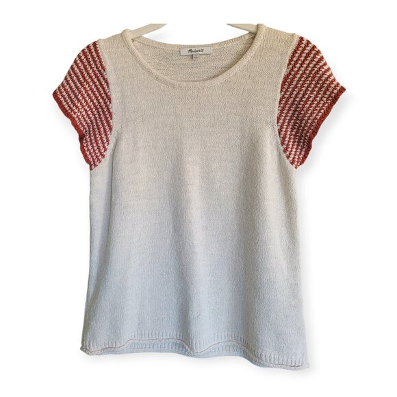 Madewell Ivory and burnt orange Striped Sleeve Tee - Picture 5 of 13
